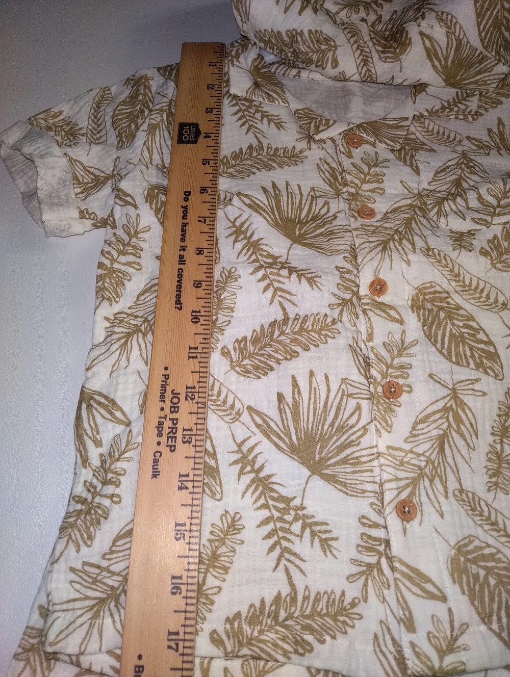BearPaw Kids Leaf-Print  Shirt Short Set W/ Bucket Hat Beige Cream Size 5/6 New - Picture 5 of 8